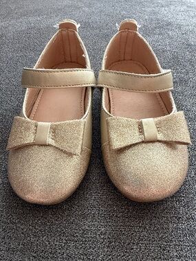 Kids Sparkle Bow Mary Janes - Gold
